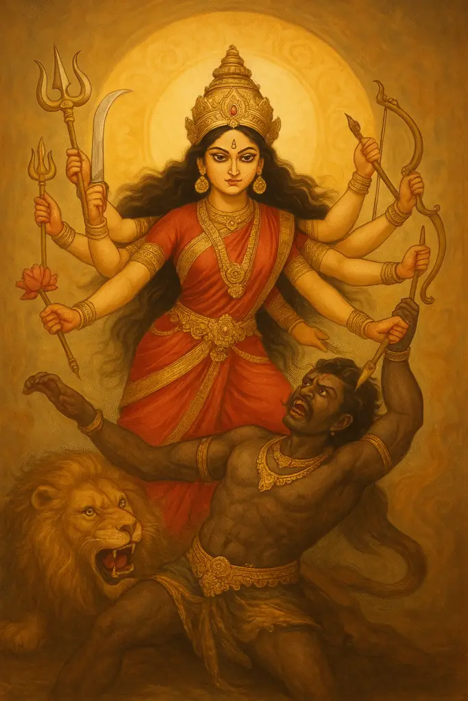 महा नवमी 2025 Mahishasura Mardini – Durga killing Mahishasura on Maha Navami महा नवमी 2025 : नवरात्रि का चरम उत्सव